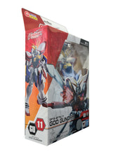Load image into Gallery viewer, God Dundam GF13-017NJ II released by TAMASHI  NATIONS/BANAI comes this fully equipped premium action figure. Set includes the figure, God Finger, Hyper Mode chest parts and full articulation STAGE joint.  The figure allows you to transition from a Normal Mode into a super-powered Hyper Mode. The Mobile Fighter used by Neo Japan in the 13th Gundam Fight.   This figure stands at 15cm tall and comes in a premium packaged box by TAMASHI NATIONS.