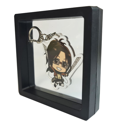 Free UK Royal Mail 24hr delivery  Attack On Titan - Hange Zoë - keychain.  Premium design DTG quality acrylic keyring packaged in a cute see-through pouch. The main acrylic panel stands at 6cm (approx), and 4mm (approx) thickness.