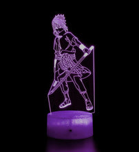 Load image into Gallery viewer, Combining art and technology makes this 3D visual effect lamp a perfect gift for anime fans. The acrylic design produces an optical 3D hologram effect which brings the anime character to life. The base has a touch sensor which makes it simple to control all the seven colour lighting modes. The cracked transparent design of the base of the lamp increases the visual effect compared to the regular black plastic base.