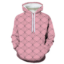 Load image into Gallery viewer, Sharp design of Demon Slayer anime hoodie. Premium DTG print with striking colours - polyester hoodie. The silken style of this hoodie makes this hoodie lightweight and comfortable to wear. Excellent for Autumn/Winter. The DTG technology print the design directly onto the hoodie which makes the design really stand out, easy to wash, and the colour of design will not fade or crack. Adjustable drawstring for the hood with a large front pockets.