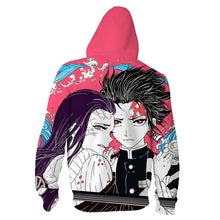 Load image into Gallery viewer, Sharp design of Demon Slayer Anime zipper. Premium DTG print with striking colours - polyester zipper. The silken style of this zipper makes this zipper lightweight and comfortable to wear. Excellent for Autumn/Winter.
