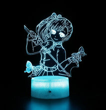 Load image into Gallery viewer, Free UK Royal Mail Tracked 24hr delivery.  Combining art and technology makes this 3D visual effect lamp a perfect gift for anime fans. The acrylic design produces an optical 3D hologram effect which brings the anime character to life.  The base has a touch sensor which makes it simple to control all the seven colour lighting modes. The set also includes a remote control for you to control the lamp with ease.  &quot;The art challenges the technology, and the technology inspires the art&quot;.
