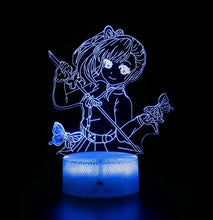 Load image into Gallery viewer, Free UK Royal Mail Tracked 24hr delivery.  Combining art and technology makes this 3D visual effect lamp a perfect gift for anime fans. The acrylic design produces an optical 3D hologram effect which brings the anime character to life.  The base has a touch sensor which makes it simple to control all the seven colour lighting modes. The set also includes a remote control for you to control the lamp with ease.  &quot;The art challenges the technology, and the technology inspires the art&quot;.
