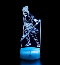 Load image into Gallery viewer, Combining art and technology makes this 3D visual effect lamp a perfect gift for anime fans. The acrylic design produces an optical 3D hologram effect which brings the anime character to life. The base has a touch sensor which makes it simple to control all the seven colour lighting modes. The cracked transparent design of the base of the lamp increases the visual effect compared to the regular black plastic base.