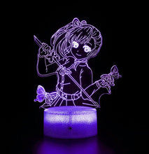 Load image into Gallery viewer, Free UK Royal Mail Tracked 24hr delivery. Combining art and technology makes this 3D visual effect lamp a perfect gift for anime fans. The acrylic design produces an optical 3D hologram effect which brings the anime character to life. The base has a touch sensor which makes it simple to control all the seven colour lighting modes. The set also includes a remote control for you to control the lamp with ease. "The art challenges the technology, and the technology inspires the art".