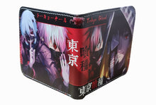 Load image into Gallery viewer, This premium PVC leather wallet is designed with a smooth finish. High-quality DTG design with striking colors directly onto the wallet. Two-part art piece showing two unique sets of anime art on each side of the wallet.