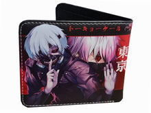 Load image into Gallery viewer, This premium PVC leather wallet is designed with a smooth finish. High-quality DTG design with striking colors directly onto the wallet. Two-part art piece showing two unique sets of anime art on each side of the wallet.