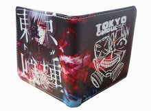 Load image into Gallery viewer, This premium PVC leather wallet is designed with a smooth finish. High-quality DTG design with striking colors directly onto the wallet. Two-part art piece showing two unique sets of anime art on each side of the wallet.