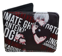 Load image into Gallery viewer, This premium PVC leather wallet is designed with a smooth finish. High-quality DTG design with striking colors directly onto the wallet. Two-part art piece showing two unique sets of anime art on each side of the wallet.