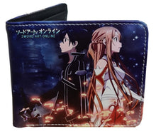 Load image into Gallery viewer, This premium PVC leather wallet is designed with a smooth finish. High-quality DTG design with striking colors directly onto the wallet. Two-part art piece showing two unique sets of anime art on each side of the wallet.