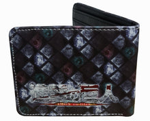 Load image into Gallery viewer, This premium PVC leather wallet is designed with a smooth finish. High-quality DTG design with striking colors directly onto the wallet. Two-part art piece showing two unique sets of anime art on each side of the wallet. Bi-fold closure, with Five card sections, One zip section, photo ID section, and the main section.