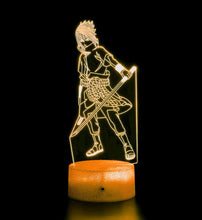 Load image into Gallery viewer, Combining art and technology makes this 3D visual effect lamp a perfect gift for anime fans. The acrylic design produces an optical 3D hologram effect which brings the anime character to life. The base has a touch sensor which makes it simple to control all the seven colour lighting modes. The cracked transparent design of the base of the lamp increases the visual effect compared to the regular black plastic base.