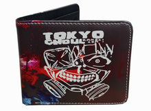 Load image into Gallery viewer, This premium PVC leather wallet is designed with a smooth finish. High-quality DTG design with striking colors directly onto the wallet. Two-part art piece showing two unique sets of anime art on each side of the wallet.