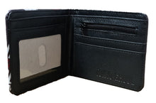 Load image into Gallery viewer, This premium PVC leather wallet is designed with a smooth finish. High-quality DTG design with striking colors directly onto the wallet. Two-part art piece showing two unique sets of anime art on each side of the wallet.