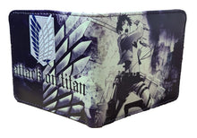 Load image into Gallery viewer, This premium PVC leather wallet is designed with a smooth finish. High-quality DTG design with striking colors directly onto the wallet. Two-part art piece showing two unique sets of anime art on each side of the wallet.