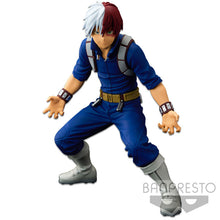 Load image into Gallery viewer, FREE UK Royal Mail Tracked 24hr service    This huge statue of Shoto Todoroki  from the popular anime series My hero Academia is part of Banpresto&#39;s world figure colosseum&#39;s 10th-anniversary celebrations. The Modelling academy has really smashed this one and give the fans an amazing treat.  The PVC/ABS statue stands at 21cm tall. There are a total of 4 editions. &quot;The Brush&quot; / &quot;The Anime&quot; / &quot;The Tones&quot; / &quot;Two dimensions&quot;. 
