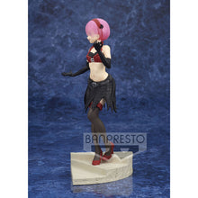 Load image into Gallery viewer, FREE UK Royal Mail Tracked 24hr delivery This beautiful statue of RAM (one of the twin maids) is part of the remarkable Espresto line by Banpresto, and is part of the latest Monsters Motions series. The figure is created in exceptional detail showing RAM posing in her sexy vampire outfit. This figure can really take your heart right back into anime. - Truly stunning. This PVC statue stands at 22cm, and packaged in a premium gift/collectible box from Bandai.
