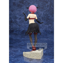 Load image into Gallery viewer, FREE UK Royal Mail Tracked 24hr delivery This beautiful statue of RAM (one of the twin maids) is part of the remarkable Espresto line by Banpresto, and is part of the latest Monsters Motions series. The figure is created in exceptional detail showing RAM posing in her sexy vampire outfit. This figure can really take your heart right back into anime. - Truly stunning. This PVC statue stands at 22cm, and packaged in a premium gift/collectible box from Bandai.