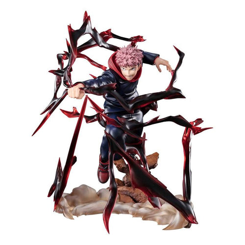 Beautiful striking statue of Yuji Itadori from the popular anime Jujutsu Kaisen. This statue is launched by Tamashi Nations as part of their latest Figuarts series.   This premium PVC statue is sculpted astoundingly, showing Yuji performing his ultimate signature move 