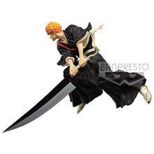 Load image into Gallery viewer, Free UK Royal Mail Tracked 24hr delivery   Striking statue of Ichigo Kurosaki from the legendary anime BLEACH. This figure is launched by Banpresto as part of their latest Soul Entered Model series.   The creator did a tremendous job creating this detailed statue of Ichigo, every detail of this statue is sculpted meticulously, showing Ichigo posing with his sword in battle mode. Super cool.