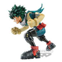 Load image into Gallery viewer, Free UK Royal Mail Tracked 24hr delivery. This statue of Izuku Midoriya (Known as Deku) is launched by Banpresto's as part of their latest Chronicle series. Adapted from the popular anime My Hero Academia. The creator has did an outstanding job on this one, showing Midoriya in battle mode, posing in his uniform. - Truly amazing. The PVC statue stands at 18cm, and packaged in a huge gift/collectible box from Bandai.