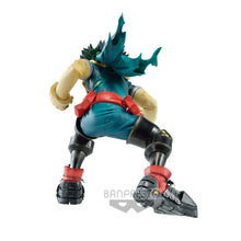 Load image into Gallery viewer, Free UK Royal Mail Tracked 24hr delivery. This statue of Izuku Midoriya (Known as Deku) is launched by Banpresto's as part of their latest Chronicle series. Adapted from the popular anime My Hero Academia. The creator has did an outstanding job on this one, showing Midoriya in battle mode, posing in his uniform. - Truly amazing. The PVC statue stands at 18cm, and packaged in a huge gift/collectible box from Bandai.