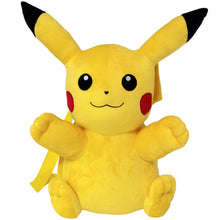 Load image into Gallery viewer, Free UK Royal Mail Tracked 24hr delivery   Official Pikachu Pokemon plush backpack launched by Nintendo.   Super cute backpack, double strap with zip.   Official brand: Nintendo   Size: 25cm x 15cm x 6cm   Excellent gift for any Pokemon fan. 
