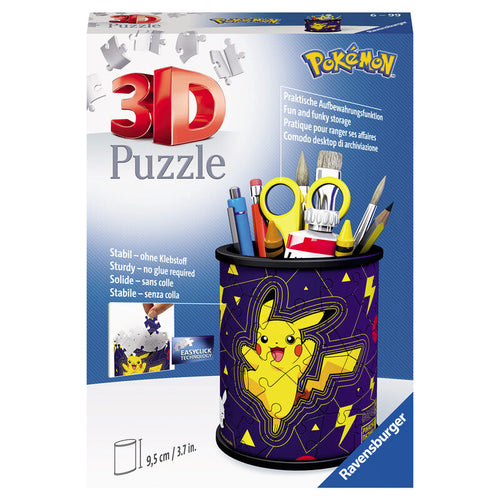 Free UK Royal Mail Tracked 24hr delivery  Official Pokemon pencil case puzzle, launch by Ravensburger as part of their latest release.   54 pieces of high-quality puzzle that form into a Picachu pencil tumbler case.   Official brand: Ravensburger   Size: 9.5cm tall   Excellent gift for any Pokemon fan. 