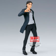 Load image into Gallery viewer, Free UK Royal Mail Tracked 24hr delivery Cool figure of Eren Yeager from the popular anime series Attack On Titan (The Final Season). This statue is launched by Banpresto as part of their latest series. The figure is created meticulously showing Eren posing in his black jacket. From the Hair to the creases of his clothing, every part is sculpted in-detail. - Truly stunning.