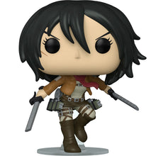 Load image into Gallery viewer, Stylish Pop vinyl figure from Funko POP Animation. This figure of Mikasa stands at 9cm tall. The high-detailed figure displays Mikasa posing with in her ODM gear, adapted from the popular anime ATTACK ON TITAN. The figure is packaged in a window display box by Funko. Official Brand: Funko