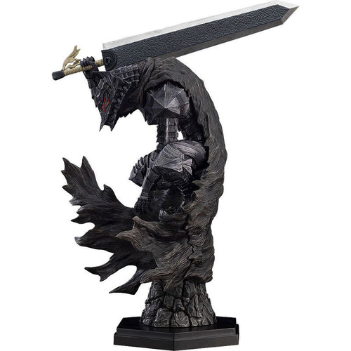 This dominance statue of Guts from the popular anime series Berserk is finally released by Good Smile Company as part of their latest L line (bigger size). Those new lines of L statues will give anime fans a new sense of excitement.   The creators has really took their time creating this piece, sculpted in fine detail, showing Guts posing in his Berserker Armour, holding his sword, and sitting on a cliff.