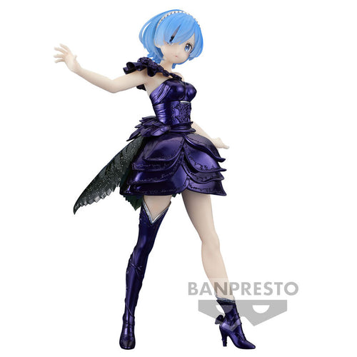 Free UK Royal Mail Tracked 24hr   Beautiful statue of Rem from the popular anime series Re:Zero Starting Life in Another World. This figure is launched by Banpresto as part of their latest DIANACHT COUTURE series.   The creator has sculpted this piece stunningly, showing Rem posing in her purple dress.   This PVC statue stands at 20cm tall, and packaged in a gift/collection box from Bandai. 
