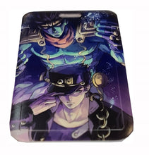 Load image into Gallery viewer, Free UK Royal Mail 24hr delivery Beautiful crafted JoJo's Bizarre Adventure Card holder. DTG high quality design of Jotaro and Star Platinum, adapted from the popular anime JoJo's Bizarre Adventure. The card holder is made of High-quality PVC plastic with a smooth matt finish. The card holder can be used for storing bank cards/student cards/and other ID cards. Excellent gift for any JoJo's Bizarre Adventure fan. Size: 6.7cm x 11cm (Approx) Can store up to three regular size credit cards.