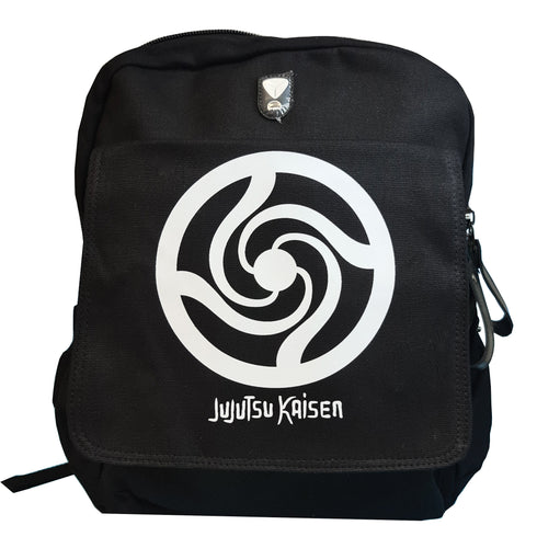 Jujutsu Kaisen backpack.  Premium lightweight backpack with a capacity of 30cm x12cm x 39cm.  The large main compartment is excellent for books, tablets and lunch boxes etc. Additional front pocket and side pockets. Adjustable pearl cotton shoulder-padded double straps. Waterproof premium oxford fabric. High-quality DTG print with striking colours.