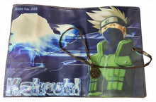 Load image into Gallery viewer, The outer case is made from PVC leather, higher quality DTG print design. The design is adapted from the popular anime Naruto. Leather strap with a Naruto logo metal keyring, and inside of the case is made of velvet . There are three compartments for pens, and a larger net compartments for storing stationery, and a full zipped pencil case attached at the end.