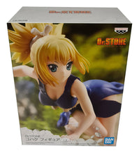 Load image into Gallery viewer, Free UK Royal Mail Tracked 24hr delivery Stunning figure of Kohaku from the popular anime Dr.Stone. This amazing figure is launched by Banpresto as part of their latest series. The creator sculpted this piece meticulously, showing Kohaku in running motion posing with her sword. - truly stunning !! This PVC statue stands at 16cm tall, and packaged in a gift/collectible box from Bandai.