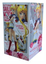 Load image into Gallery viewer, Free UK Royal Mail Tracked 24hr delivery Beautiful striking figure of Sailer Moon, adapted from the the latest movie "Sailer Moon Eternal". This statue is launched by Banpresto and TOEI ANIMATION as part of their latest Glitter and Glamours series. The statue of this beauty is created flawlessly, showing Sailer Moon posing in her legendary uniform. This PVC figure stands at 23cm tall, and packaged in a premium collectible/gift box from Bandai. Version: A