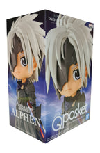 Load image into Gallery viewer, Super cool Q POSKET (Type A) figure/statue of Alphen, adapted from the popular JRPG Tales Of Arise.   The figure is sculpted meticulously, showing Alphen posing in his uniform and with his primary weapon on his back.   The PVC statue stands at 14cm tall, comes with a display base, and is packaged in an official premium gift box from Bandai.   Excellent gift for any Tales Of Arise fan. .   Official brand:  Banpresto