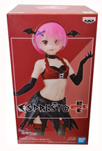 Load image into Gallery viewer, FREE UK Royal Mail Tracked 24hr delivery This beautiful statue of RAM (one of the twin maids) is part of the remarkable Espresto line by Banpresto, and is part of the latest Monsters Motions series. The figure is created in exceptional detail showing RAM posing in her sexy vampire outfit. This figure can really take your heart right back into anime. - Truly stunning. This PVC statue stands at 22cm, and packaged in a premium gift/collectible box from Bandai.
