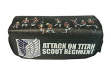 Load image into Gallery viewer, Amazing Attack On Titan pencil case for anime fans.  Double zipper design, with two compartments.  The front overlay cover is made of high quality PVC leather and we have used DTG printing tech to insert the art directly into the material, which made the design really stand out.  The rest of the pencil case is made of high-quality canvas fabric, safe material, wear-resistant, and prevents scratches or abrasion washable and durable.
