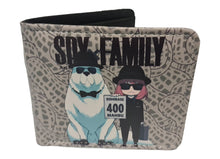Load image into Gallery viewer, Free UK Royal Mail Tracked 24hr delivery. This premium PVC leather wallet is designed with a smooth finish. High-quality DTG design with striking colours. Two-part art piece showing two sets of anime art on each side of the wallet. Bi-fold closure, with Five card sections, One zip section, a photo ID section, and the main section. Excellent gift for any SPY×FAMILY fan.