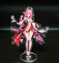 Load image into Gallery viewer, Free Royal Mail 24hr delivery Beautiful Acrylic stand of Yae Miko from the popular open-world action role-playing game - "GENSHIN IMPACT". High-quality DTG print design showing Yae Miko posing elegantly. Height: 12.5cm x 15cm Thickness: 3mm Excellent gift for any Genshin Impact fan.