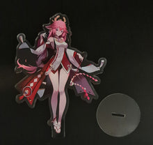 Load image into Gallery viewer, Free Royal Mail 24hr delivery Beautiful Acrylic stand of Yae Miko from the popular open-world action role-playing game - "GENSHIN IMPACT". High-quality DTG print design showing Yae Miko posing elegantly. Height: 12.5cm x 15cm Thickness: 3mm Excellent gift for any Genshin Impact fan.