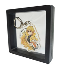 Load image into Gallery viewer, Free UK Royal Mail 24hr delivery  Demon Slayer Zenitsu Agatsuma keychain.  Premium design DTG quality acrylic keyring packaged in a window display gift box.  The main acrylic panel of the keyring stands at 6cm (approx), and 4mm (approx) thickness.  Excellent gift for any Demon Slayer fan. 
