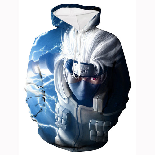 Cool design of Naruto Kakashi Hatake Anime hoodie.   Premium DTG technology prints the design directly onto the hoodie which makes the design really stand out, easy to wash, and the colours will not fade or crack.