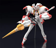 Load image into Gallery viewer, Premium model kit of Strelitzia (both Hiro and Zero Two ride) from the popular anime series Darling in the Franxx. This amazing model is launched by Good Smile Company as part of their latest Moderoid Model Kit series.   The &quot;Steel Lady&quot; has been carefully supervised by series mechanical designer Shigeto Koyama, and modelled with great care by Sakanoryo (dragon studio)! The elegant design of the mecha has been captured in beautiful detail for fans to enjoy building and displaying in their collection! 
