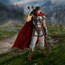Load image into Gallery viewer, Guts Berserk The Band of the Hawk S.H.Figuarts Figure – 16cm
Bring the legendary Guts to your collection with this officially licensed Berserk – The Band of the Hawk S.H.Figuarts Figure from Tamashii Nations / Bandai Spirits.

Inspired by Guts during his time with the Band of the Hawk, this premium articulated figure recreates the formidable swordsman in his distinctive armour, complete with his flowing red cape, weaponry and interchangeable parts.

Standing approximately 16cm tall, Guts features extensive 

