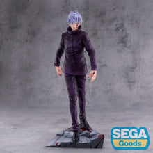 Load image into Gallery viewer, SATORU GOJO AT HIS MOST FEARSOME
Bring the overwhelming presence of Satoru Gojo to your collection with this officially licensed Jujutsu Kaisen Luminasta Extermination Figure by SEGA and Good Smile Company.

This striking release captures Gojo following an intense confrontation with Cursed Spirits, giving the normally composed sorcerer a noticeably more battle-worn appearance. His unmistakable white hair, dark Jujutsu High uniform and exposed eyes are recreated alongside the marks of battle across his face 
