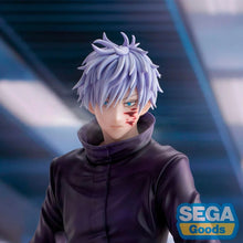 Load image into Gallery viewer, SATORU GOJO AT HIS MOST FEARSOME
Bring the overwhelming presence of Satoru Gojo to your collection with this officially licensed Jujutsu Kaisen Luminasta Extermination Figure by SEGA and Good Smile Company.

This striking release captures Gojo following an intense confrontation with Cursed Spirits, giving the normally composed sorcerer a noticeably more battle-worn appearance. His unmistakable white hair, dark Jujutsu High uniform and exposed eyes are recreated alongside the marks of battle across his face 
