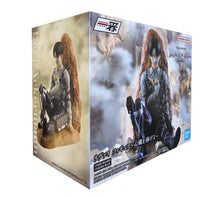 Load image into Gallery viewer, Honour Humanity's Strongest Soldier

Bring one of Attack on Titan's most iconic characters to your collection with this officially licensed Levi Ackerman Ichibansho Figure by Bandai Spirits, inspired by his appearance during the Final Season.

This highly detailed figure presents Levi in a battle-worn seated pose, visibly injured and bandaged following the devastating events of the story. His dark uniform, ODM equipment and distinctive appearance are carefully recreated, while the textured scenic base gives
